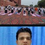 جامع مسجد دہلی کے عقب میں واقع پارک میں یوگا مشق کا انعقاد